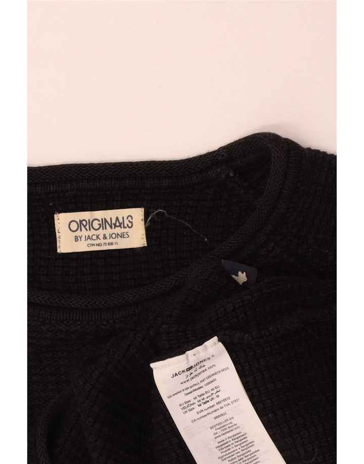 Jack & Jones Ανδρικό πουλόβερ με λαιμόκοψη, μεσαίο μαύρο βαμβακερό