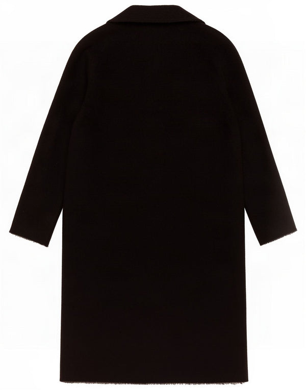 Vintage Womens Oversized Double Breasted Coat IT 50 XL Black Alpaca Wool