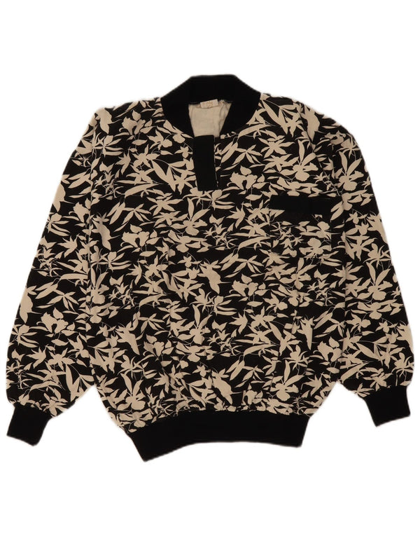 Vintage γυναικεία φούτερ Jumper UK 16 Large Black Floral