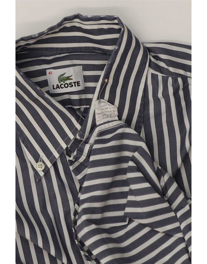 Ανδρικό πουκάμισο Lacoste νούμερο 41 Βαμβακερό με ρίγες σε μπλε ναυτικό