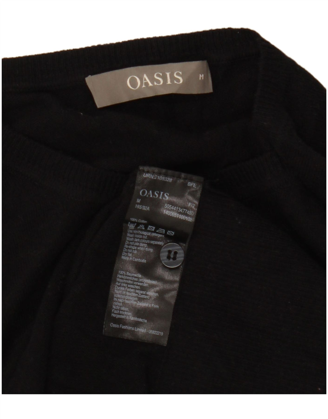 Γυναικείο πουλόβερ με ζακέτα Oasis UK 14 μεσαίο μαύρο βαμβακερό