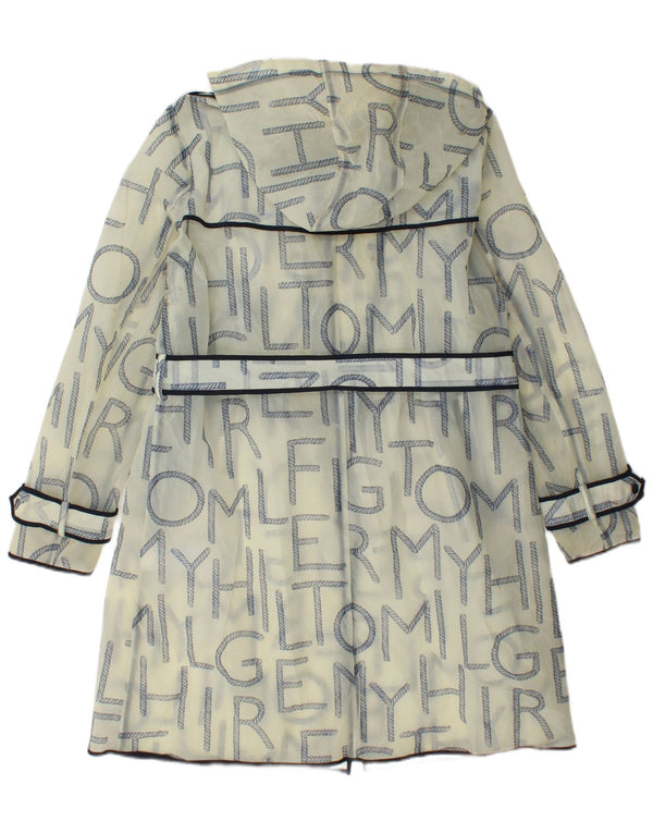 Tommy Hilfiger Womens Graphic Raincoat UK 10 Small Off White Polyurethane
