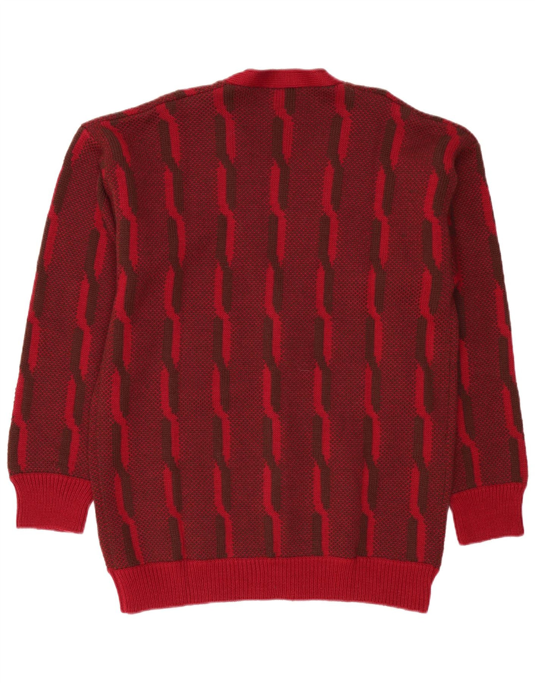 Ανδρικό πουλόβερ με ζακέτα VINTAGE Μεγάλο μπορντό ριγέ
