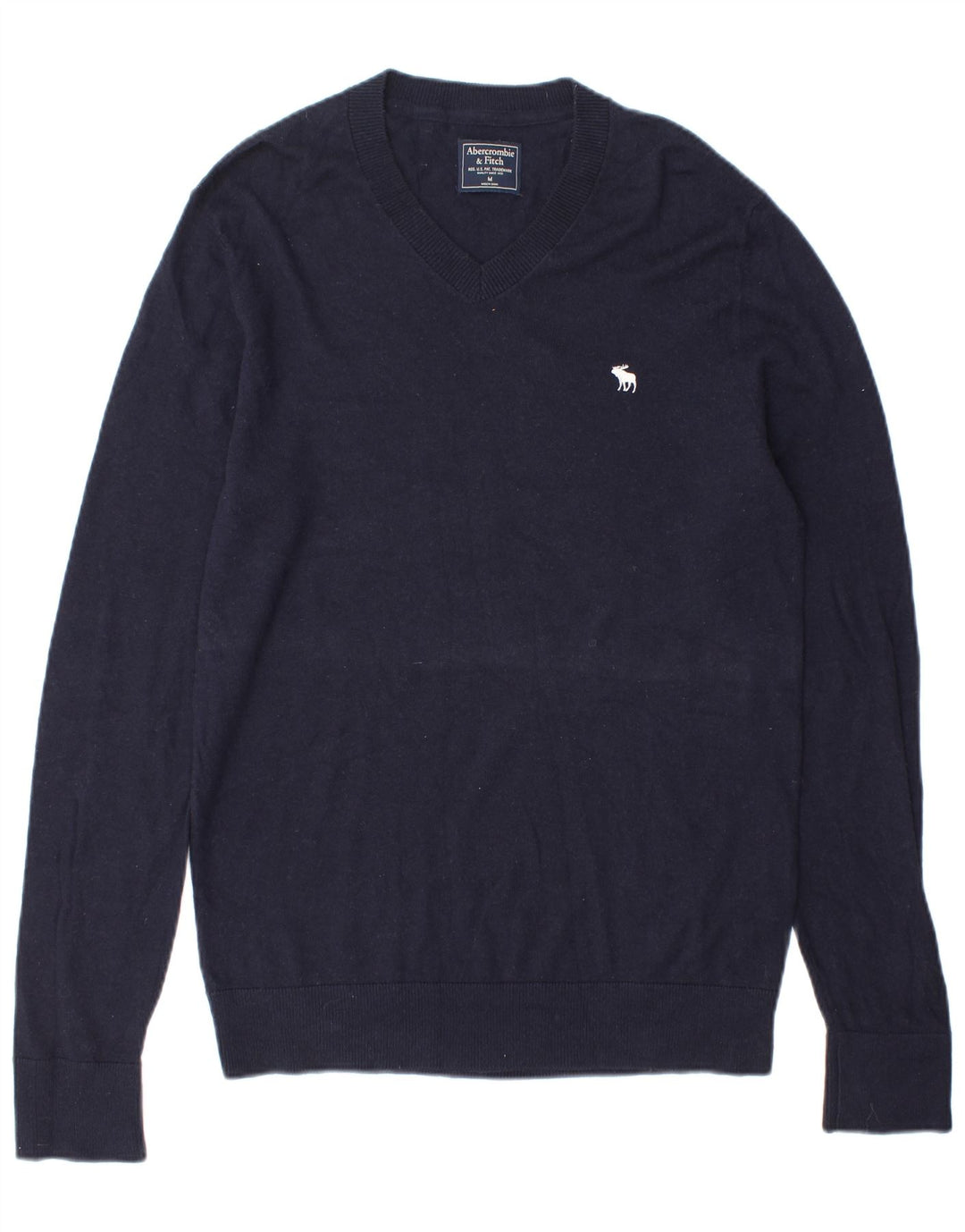 Abercrombie & Fitch Ανδρικό πουλόβερ με λαιμόκοψη με λαιμόκοψη με μεσαίο μπλε μαλλί