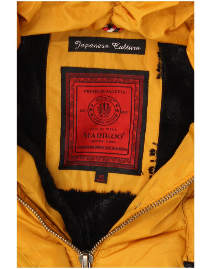 Marikoo Γυναικείο μπουφάν με κουκούλα UK 6 XS κίτρινο πολυεστέρα