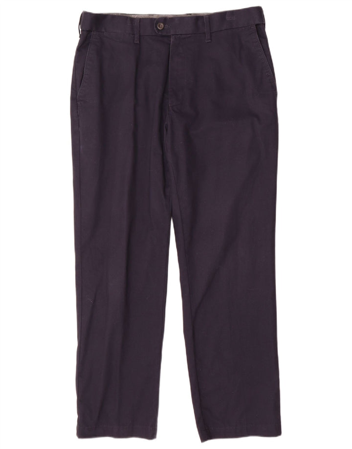 Ανδρικό κανονικό παντελόνι Marks & Spencer W34 L29 Navy Blue Cotton