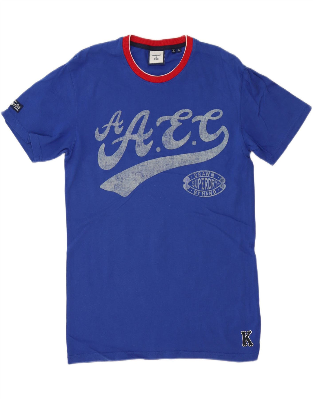 Superdry Ανδρικό γραφικό T-Shirt Top Μικρό Μπλε Βαμβακερό