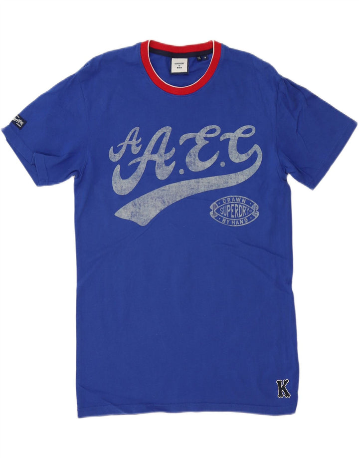 Superdry Ανδρικό γραφικό T-Shirt Top Μικρό Μπλε Βαμβακερό