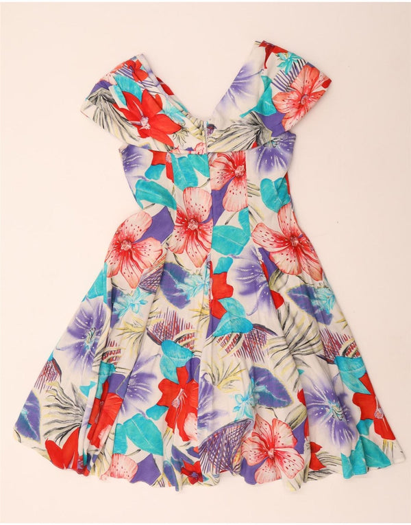 Charles Vogele Womens A-Line Dress UK 10 Small Multicoloured Floral Viscose