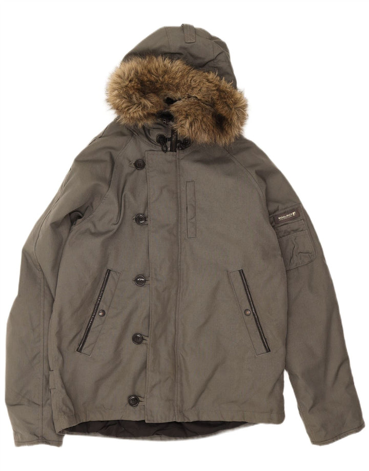 Ανδρικό τζάκετ Woolrich με κουκούλα UK 40 Large Grey