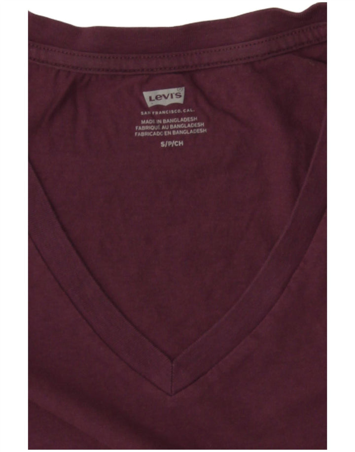 Γυναικείο T-Shirt Levi's Top UK 10 Small Burgundy