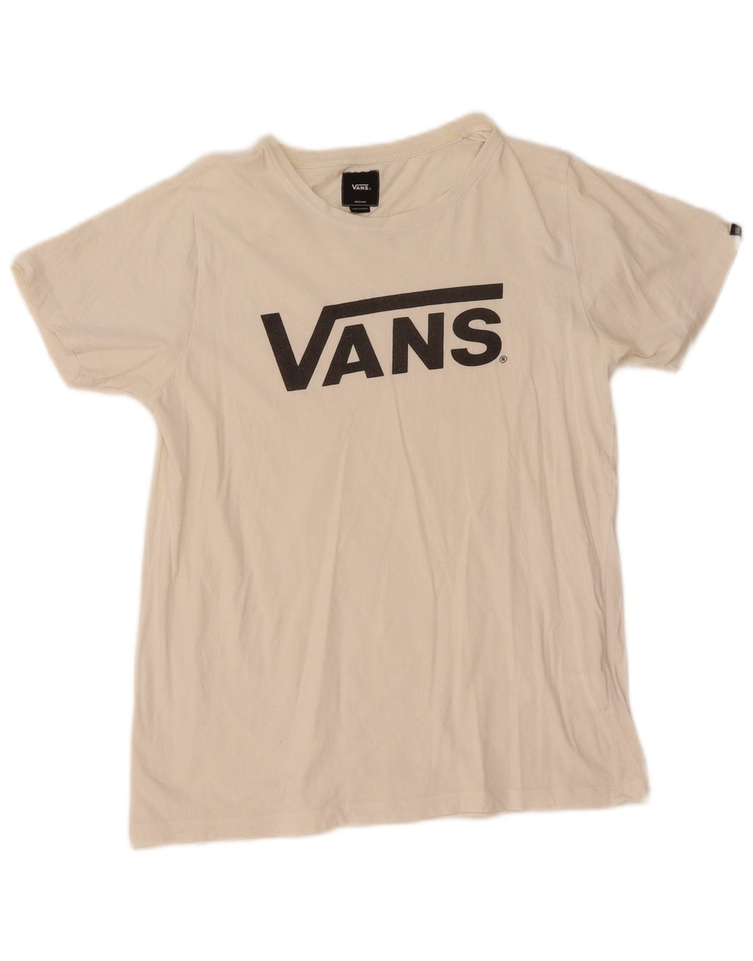 Vans Γυναικείο T-Shirt Top UK 12 Μεσαίο λευκό βαμβακερό
