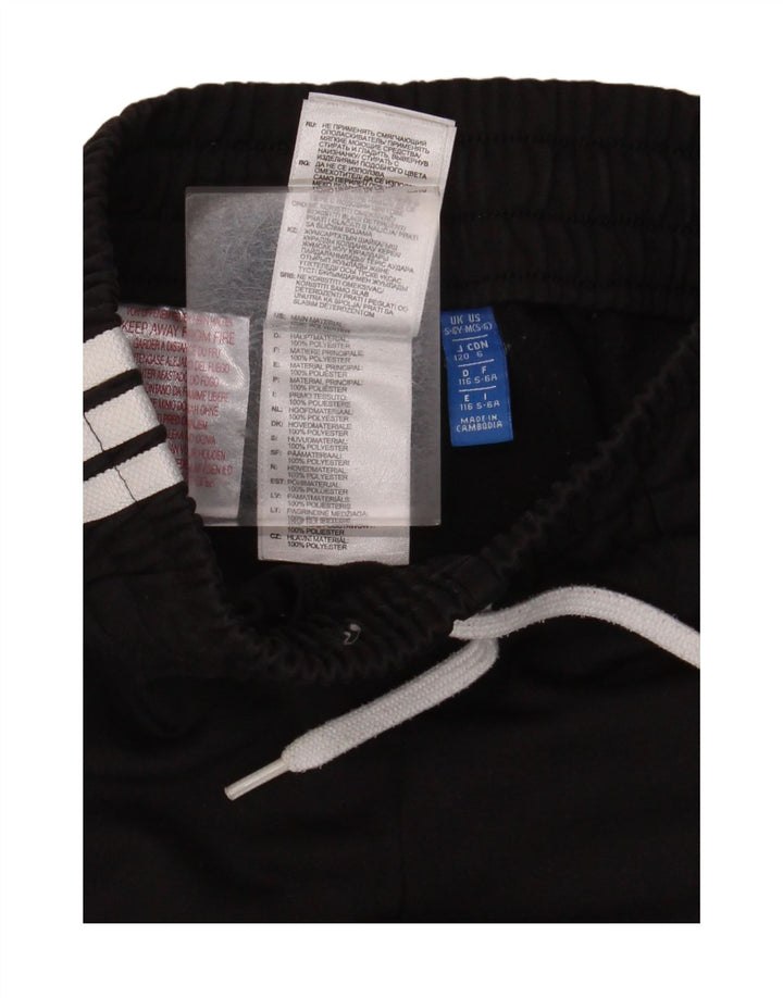 ADIDAS Boys Tracksuit Trousers Joggers 5-6 Years Black Polyester