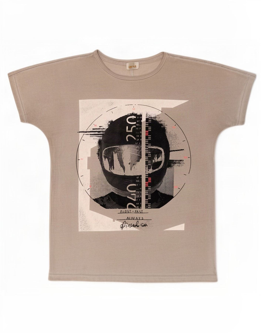 Ανδρικό γραφικό T-Shirt Diesel Top μεγάλο γκρι βαμβακερό