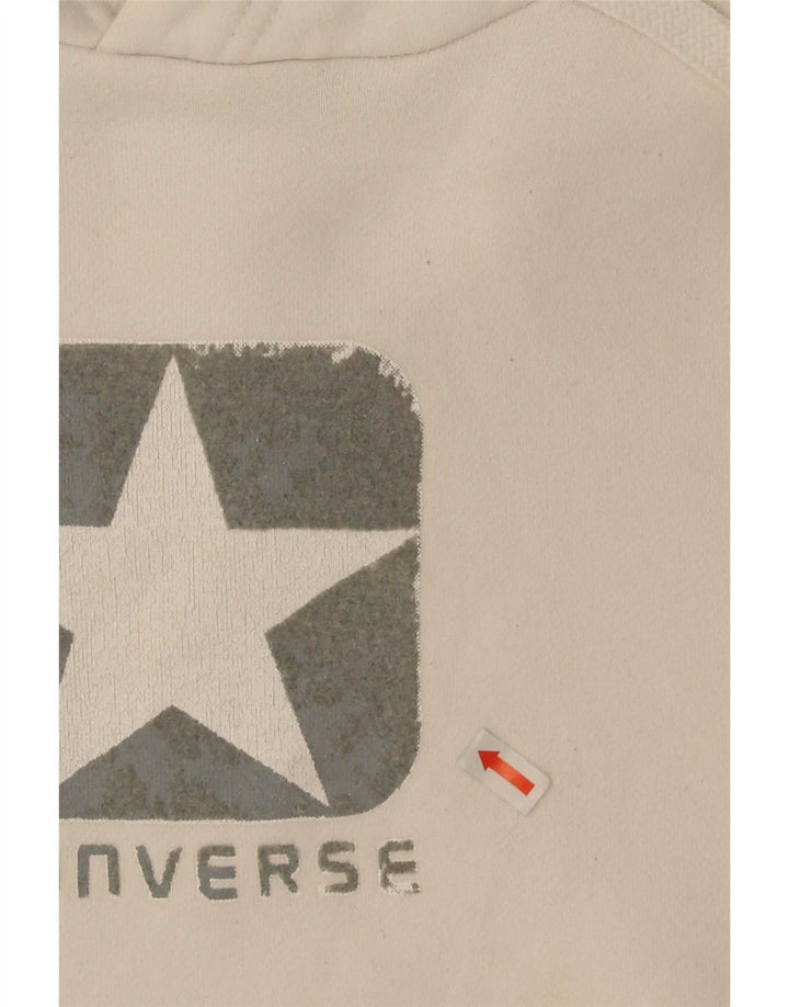 Ανδρικό γραφικό μπλουζάκι με κουκούλα Converse, Βαμβακερό μεσαίο σε ανοιχτό λευκό χρώμα