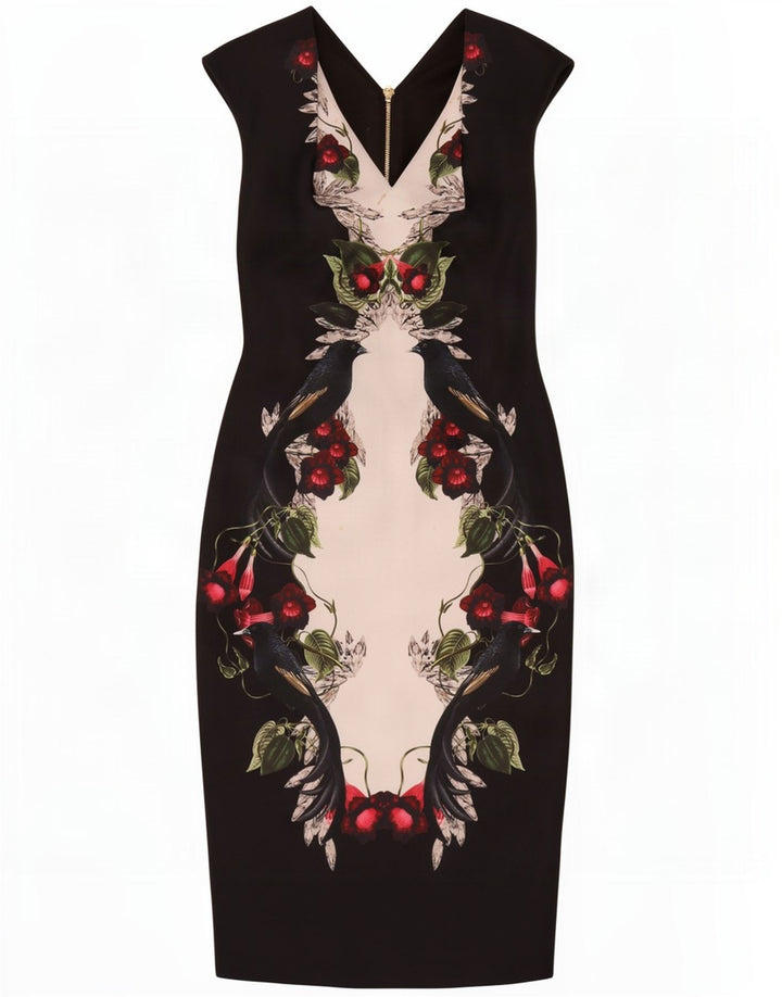 Ted Baker Γυναικείο Αμάνικο Φόρεμα Bodycon Νούμερο 2 Μικρό μαύρο φλοράλ