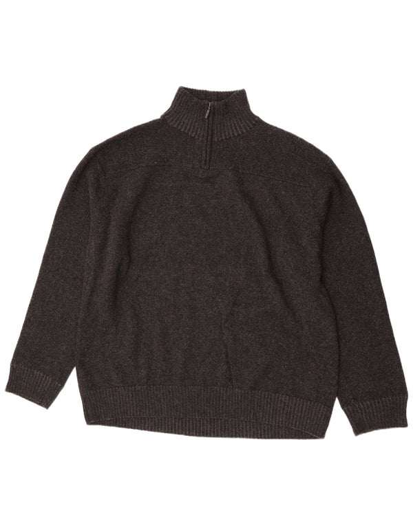 Ανδρικό πουλόβερ με φερμουάρ Marks & Spencer XL Lambswool σε γκρι χρώμα