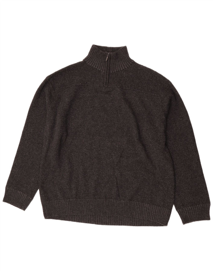 Ανδρικό πουλόβερ με φερμουάρ Marks & Spencer XL Lambswool σε γκρι χρώμα