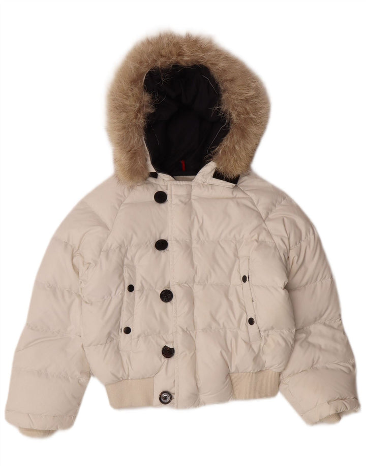 Μπουφάν MONCLER Girls Hooded padded Jacket 5-6 Years White Nylon