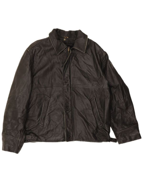Vintage Ανδρικό Δερμάτινο Μπουφάν IT 56 3XL Μαύρο Δερμάτινο