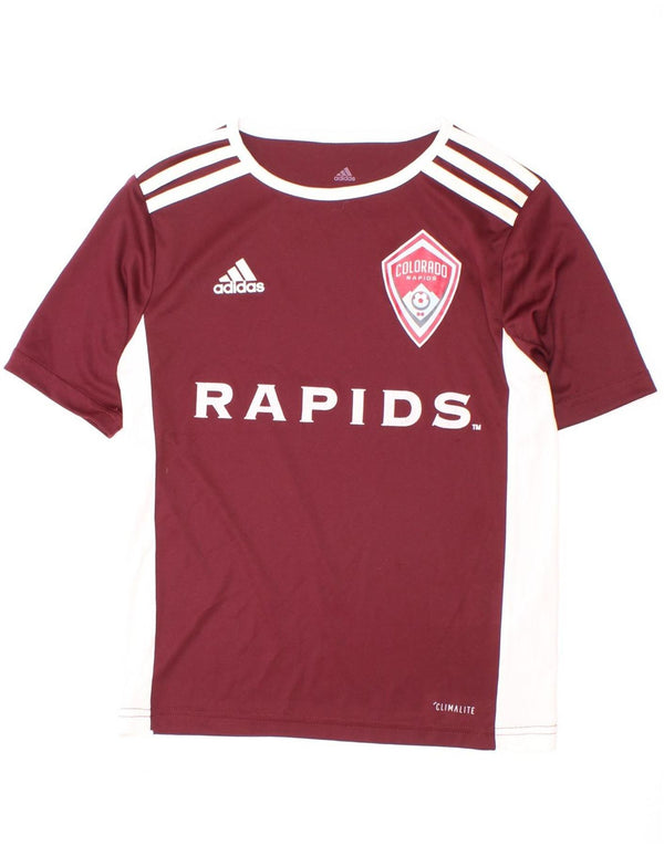 Adidas Boys Colorado Rapids Graphic T-shirt Top 9-10 Years Small Burgundy