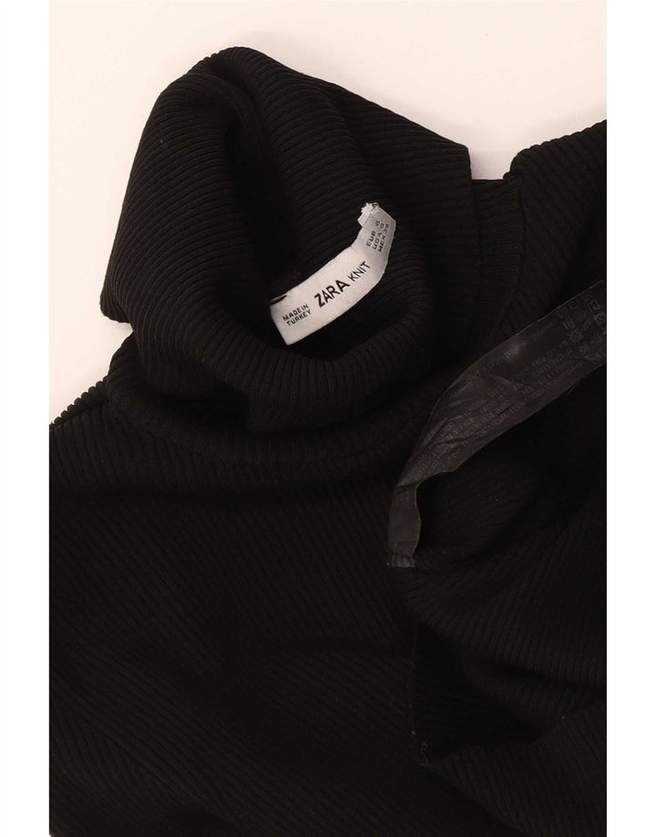 Zara Γυναικείο πουλόβερ με ρολό λαιμόκοψη UK 8 Small Black Polyamide