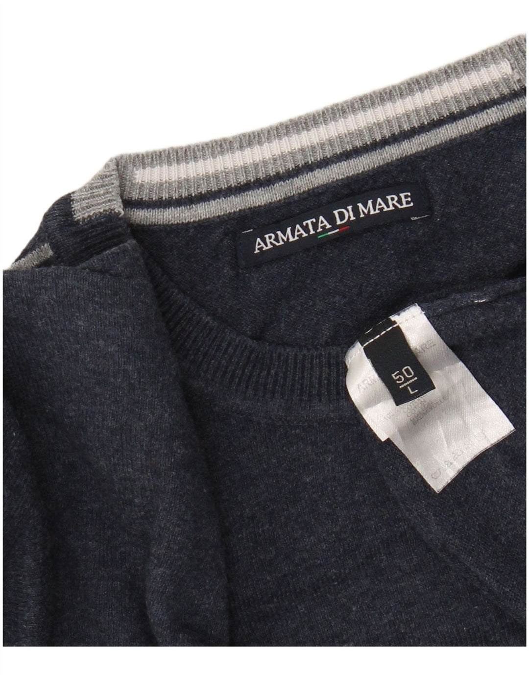 ARMATA DI MARE Mens Crew Neck Jumper Sweater IT 50 Medium Navy Blue Cotton