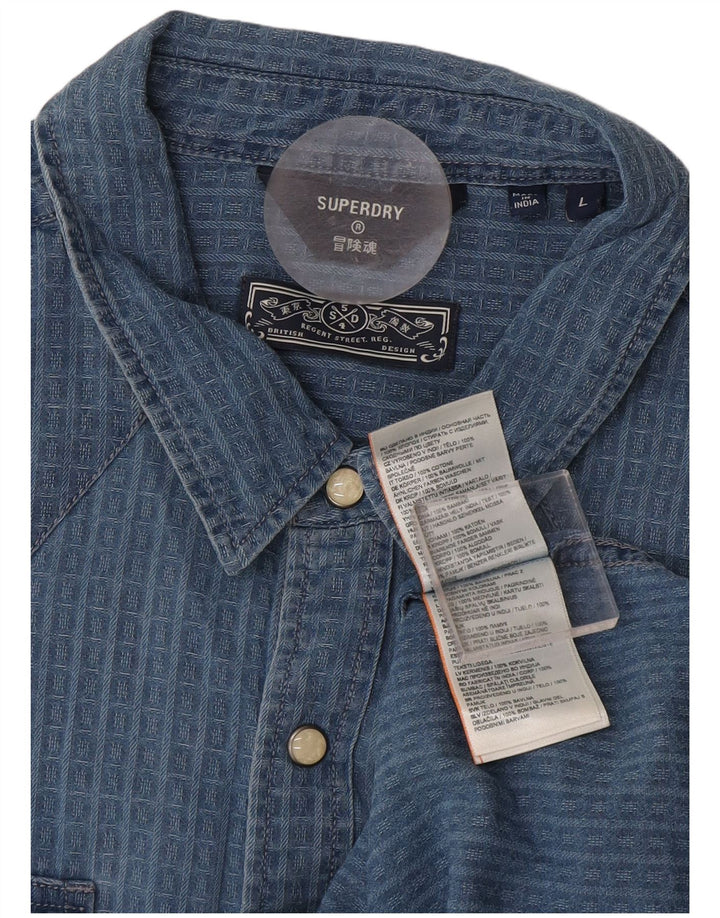 Ανδρικό πουκάμισο Superdry Large Blue Check Cotton