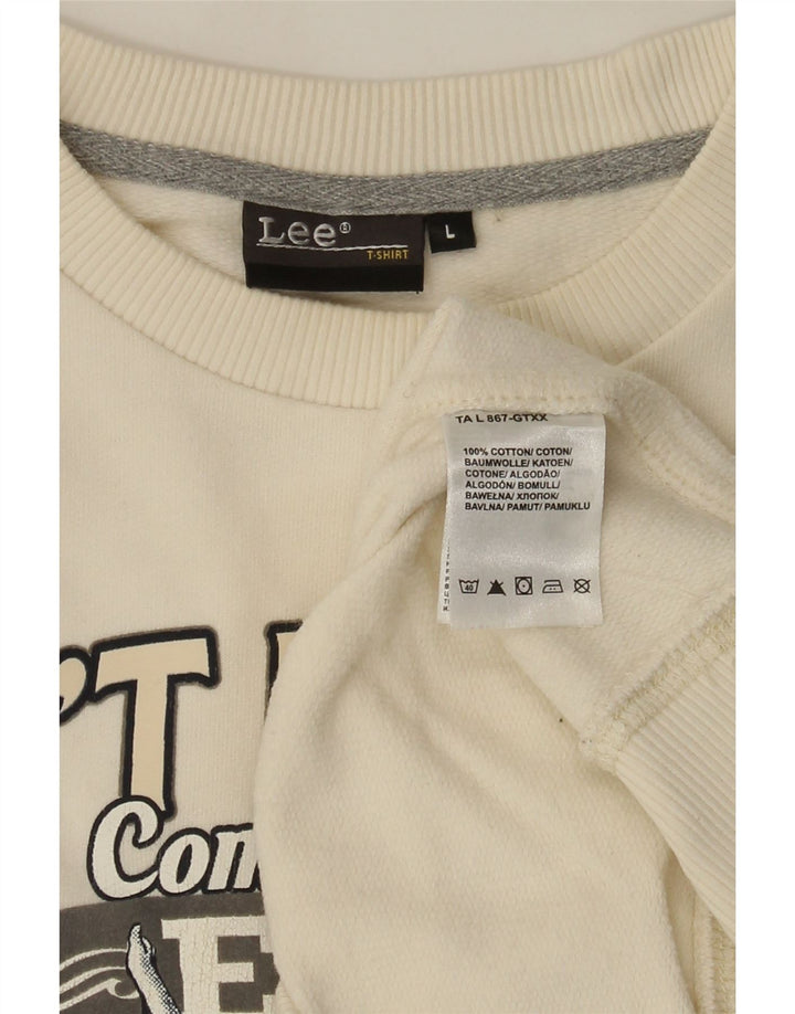 Γυναικείο γραφικό φούτερ Lee Jumper UK 16 μεγάλο λευκό βαμβακερό