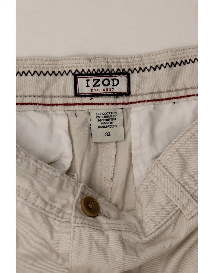 IZOD Mens Cargo Shorts W32 Medium Off White Cotton Vintage Izod and Second-Hand Izod from Messina Hembry 