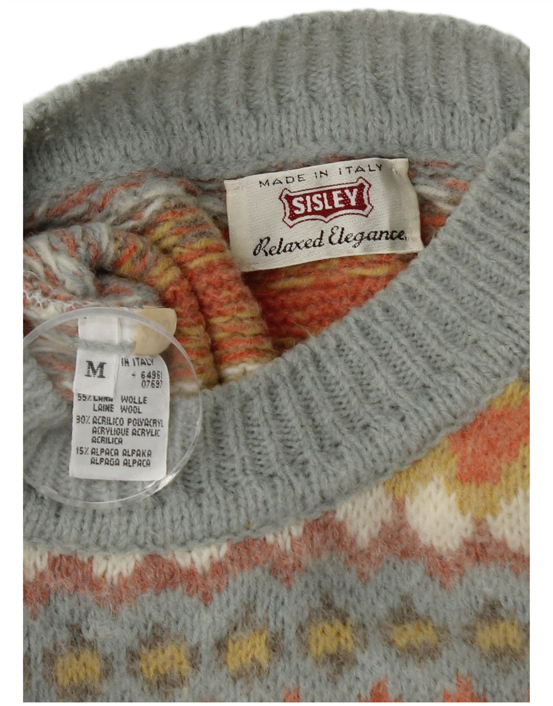 Ανδρικό πουλόβερ Sisley Crew Neck Jumper Medium πολύχρωμο μαλλί Fair Isle