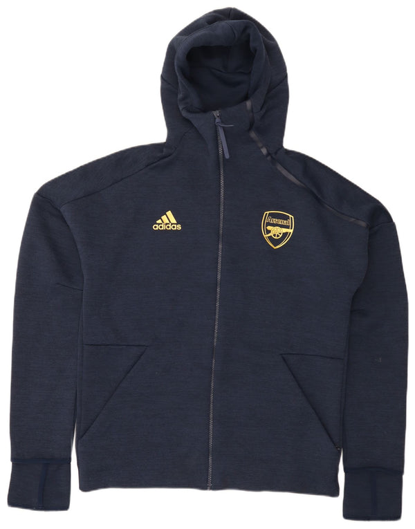 Ανδρικό πουλόβερ με κουκούλα με φερμουάρ Arsenal Adidas με μεσαίο μπλε πολυεστέρα