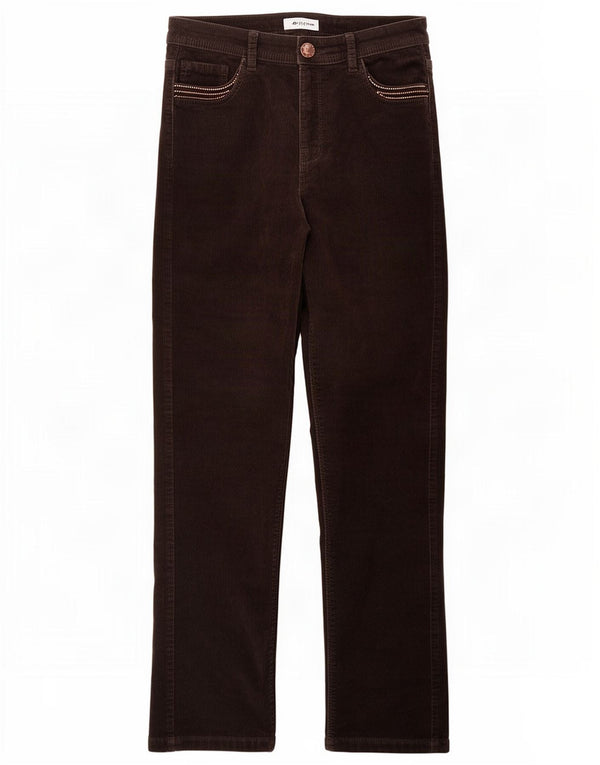 Marks & Spencer Γυναικείο ίσιο κοτλέ παντελόνι UK 10 Small W30 L29 καφέ