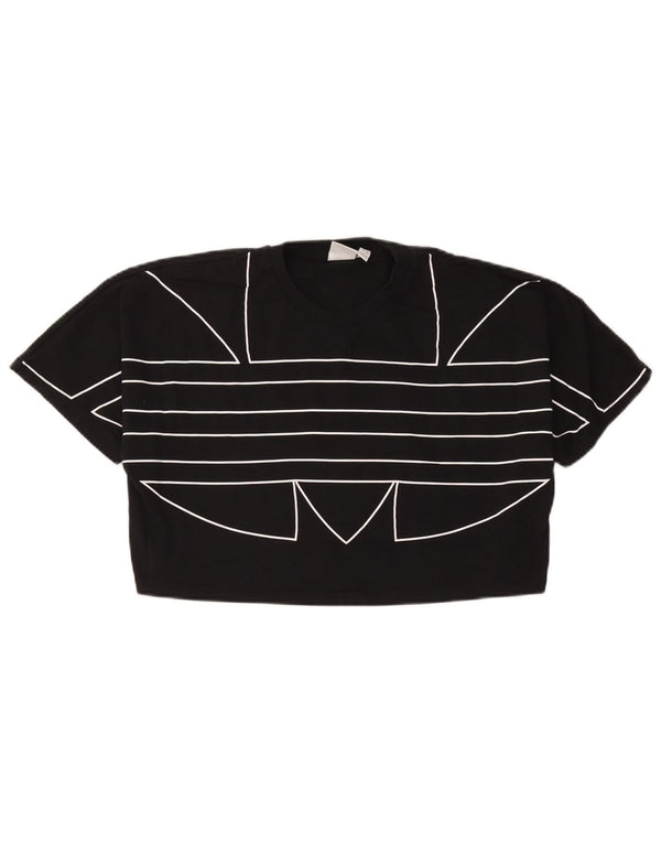 Γυναικείο T-Shirt Adidas Crop Oversized γραφικό τοπ UK 8 μικρό βαμβακερό