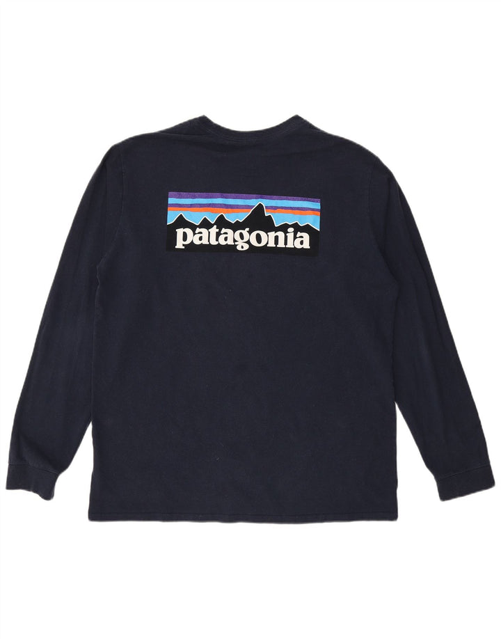 PATAGONIA Ανδρική κανονική φόρμα με γραφικό μπλουζάκι μακρυμάνικο μεγάλο μπλε βαμβακερό