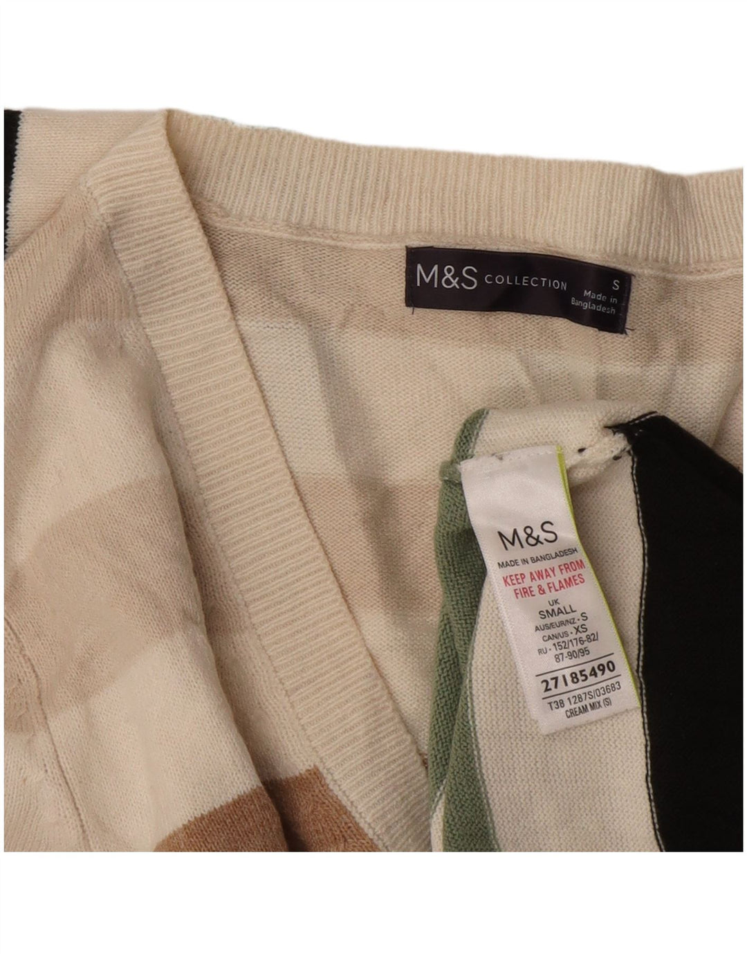 Marks & Spencer Ανδρικό πουλόβερ με λαιμόκοψη σε σχήμα V Μικρό πολύχρωμο ριγέ