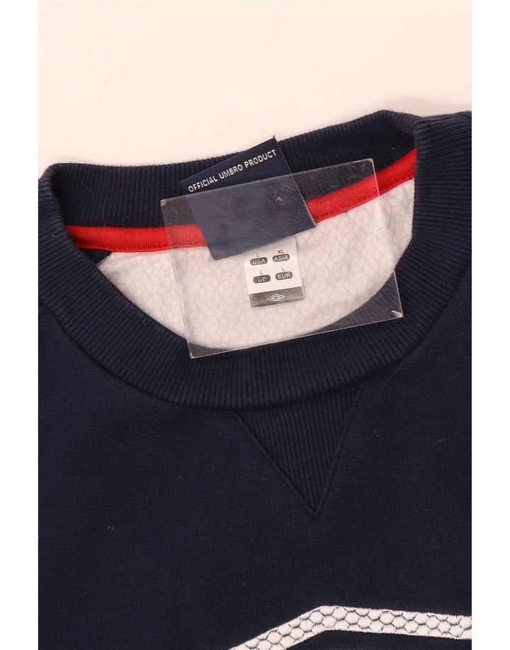 Umbro Mens Graphic Sweatshirt Jumper Large Navy Blue Colourblock
