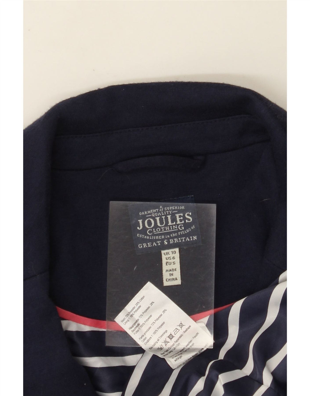 JOULES Γυναικείο σακάκι με 1 κουμπί UK 10 Μικρό Navy Blue βαμβακερό
