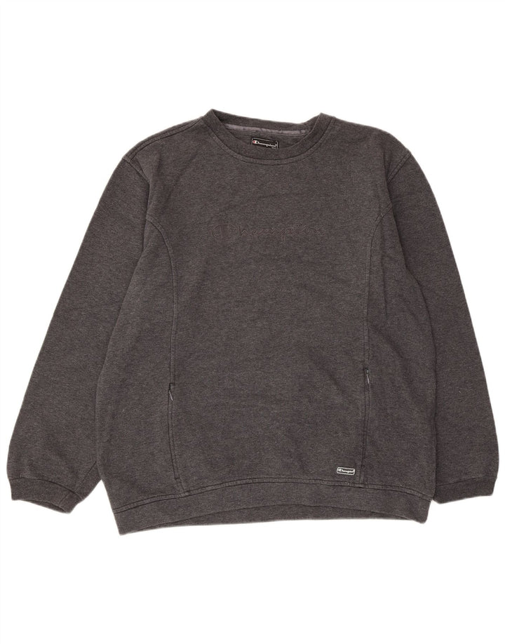 CHAMPION Γυναικεία γραφική φούτερ Jumper UK 16 Large Grey Cotton