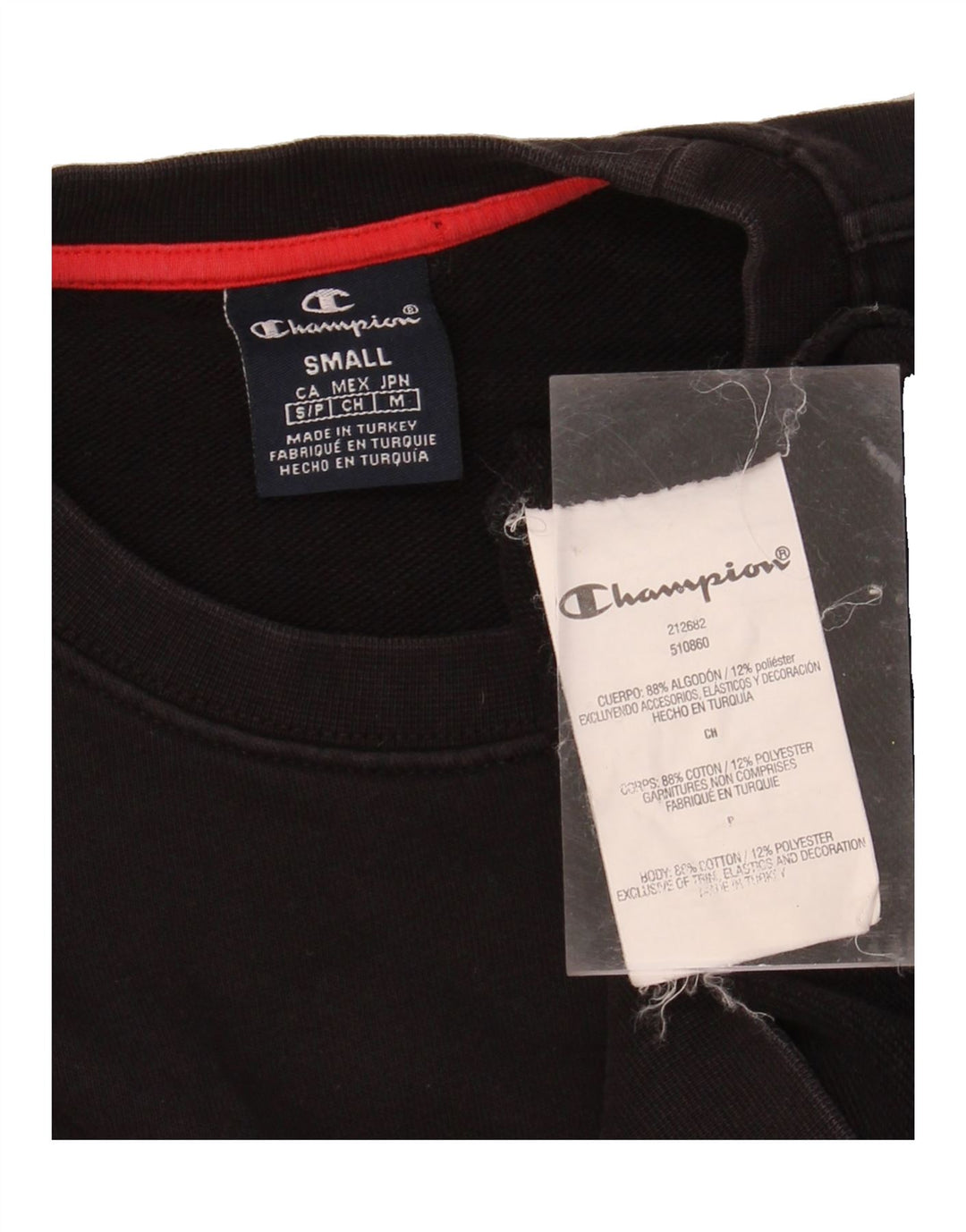 CHAMPION Mens Graphic Sweatshirt Jumper Small Black Cotton Vintage Champion and Second-Hand Champion from Messina Hembry 