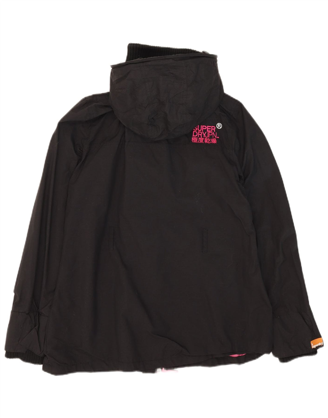 Superdry Γυναικείο Windmac Hooded Windbreaker Jacket UK 16 Large Black Nylon