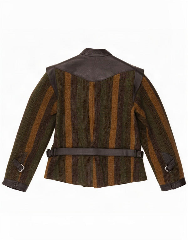 Vintage γυναικείο μπουφάν μπουφάν UK 16 Large Khaki ριγέ μαλλί