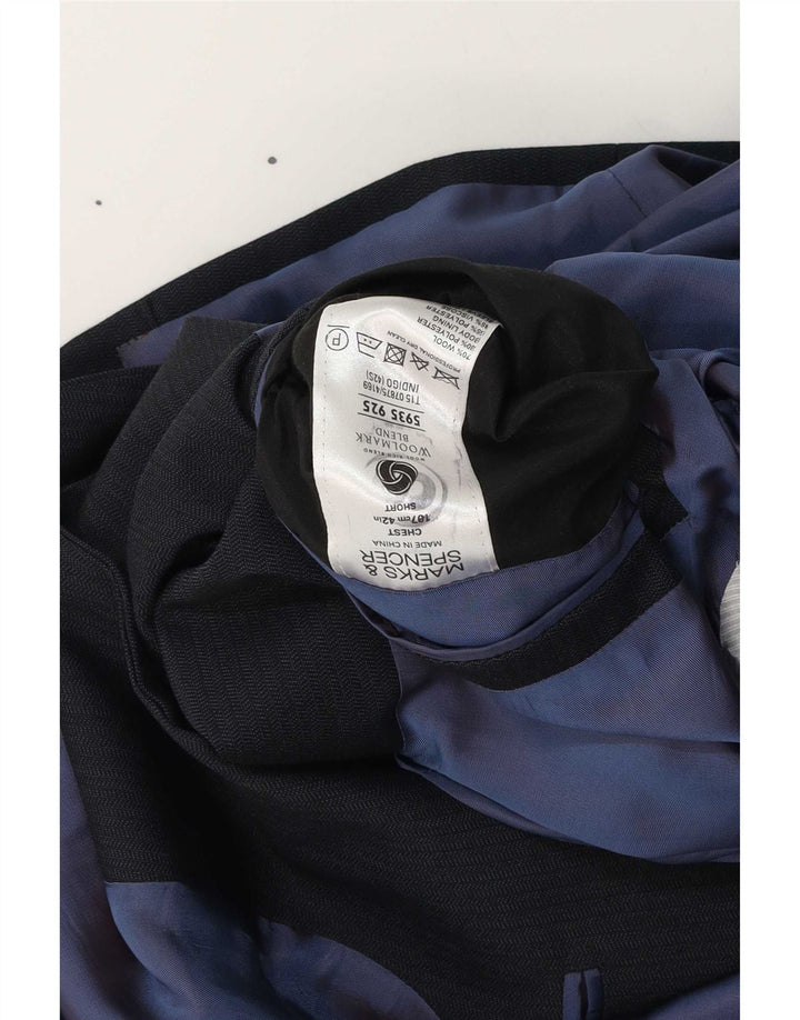 Marks & Spencer Ανδρικό μπλέιζερ με 2 κουμπιά μπουφάν UK 42 Μεγάλο Navy Blue Wool