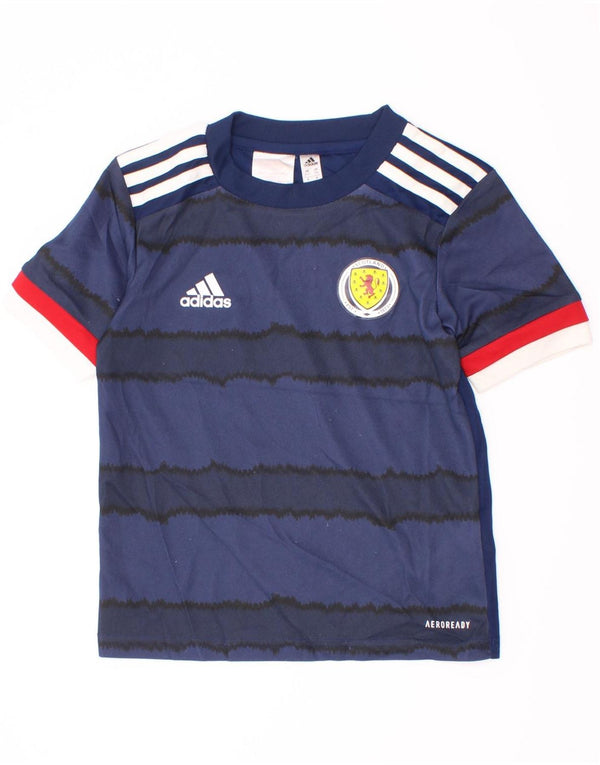 Adidas Boys Aeroready T-Shirt Top 5-6 Years Navy Blue ριγέ πολυεστέρας