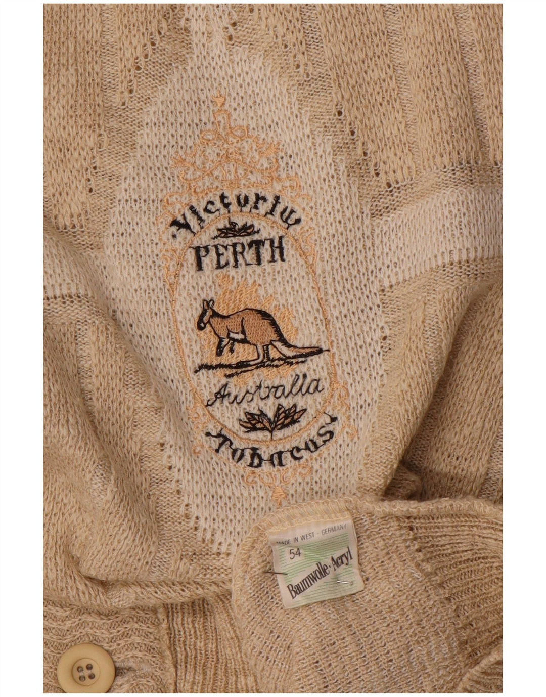 Ανδρικό πουλόβερ PERTH Ζακέτα IT 54 XL Μπεζ μαλλί