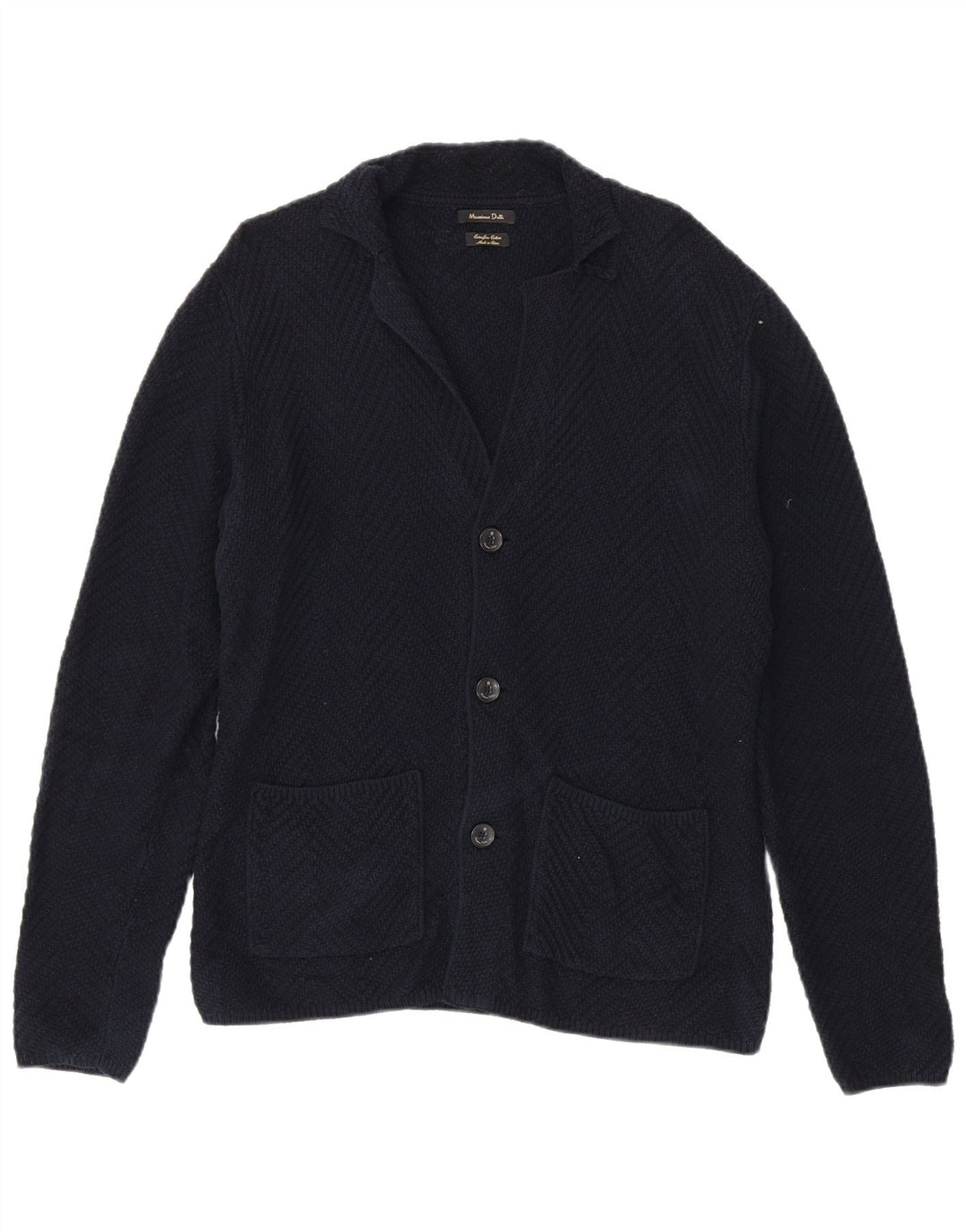 Ανδρικό πουλόβερ ζακέτα Massimo Dutti, μεσαίο μπλε βαμβακερό