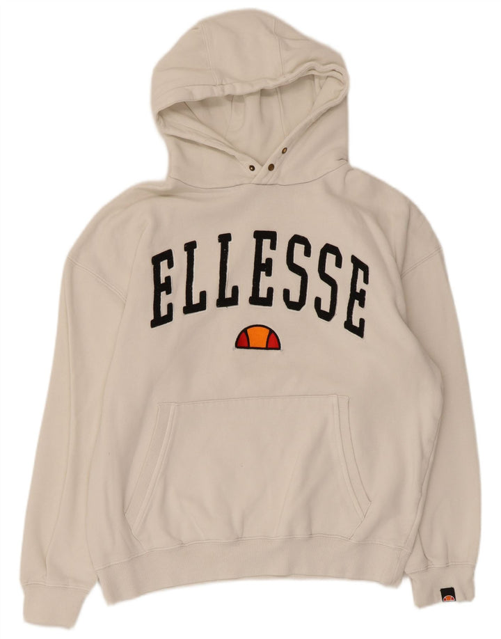 Ellesse Mens Duke Graphic Hoodie Jumper Μεσαίο λευκό βαμβακερό