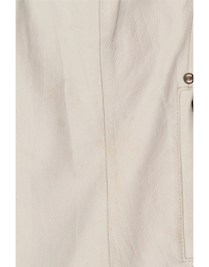 Vintage Γυναικείο Δερμάτινο Μπουφάν EU 42 Large White Leather