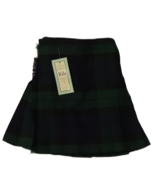 Vintage Baby Girls Wrap φούστα 18-24 μηνών W15 Πράσινη καρό βισκόζη