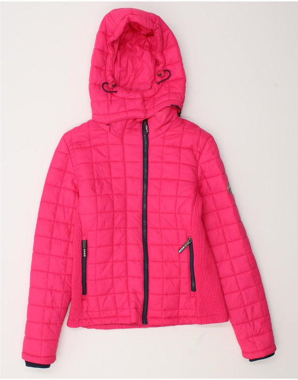 Superdry γυναικείο μπουφάν με κουκούλα UK 12 Medium Pink Nylon